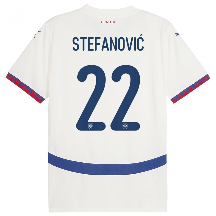 גברים סרביה דיאנה סטפנוביץ׳ #22 לבן הרחק ג'רזי 24-26 חולצה קצרה