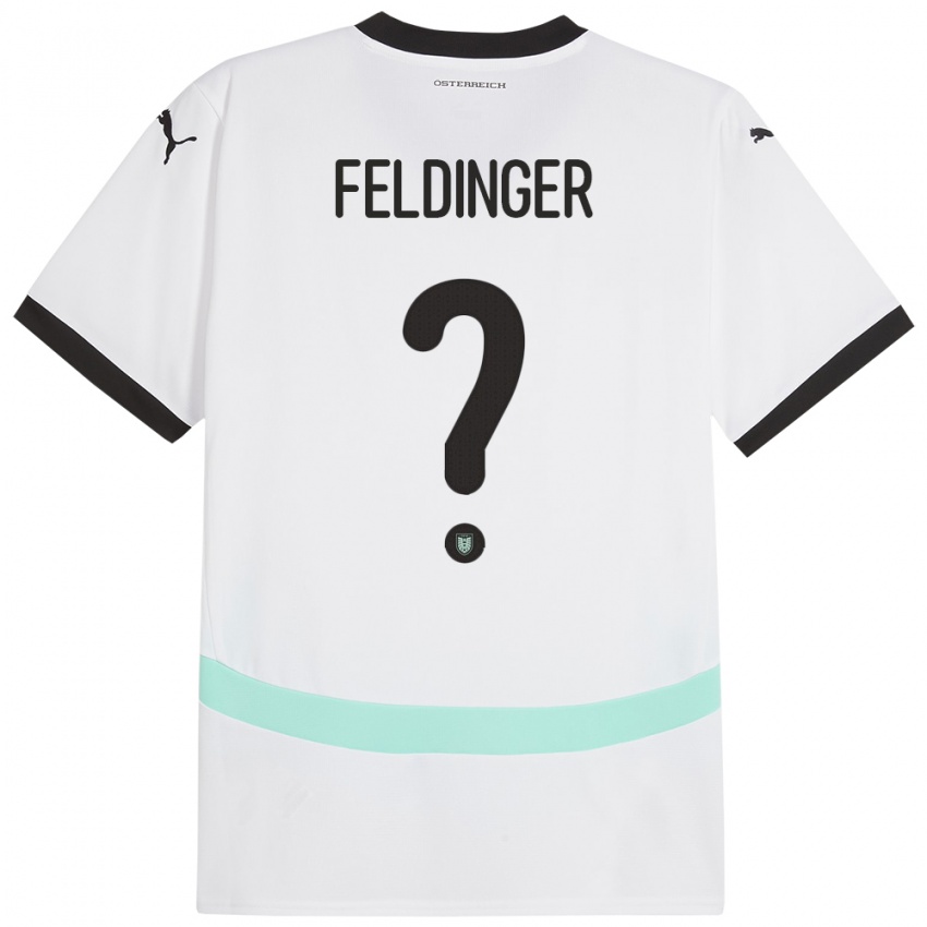 גברים אוסטריה Rafael Feldinger #0 לבן הרחק ג'רזי 24-26 חולצה קצרה