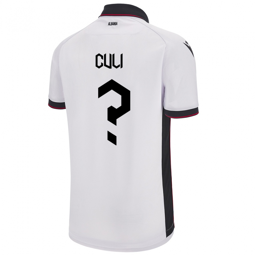 גברים אלבניה Daniel Culi #0 לבן הרחק ג'רזי 24-26 חולצה קצרה