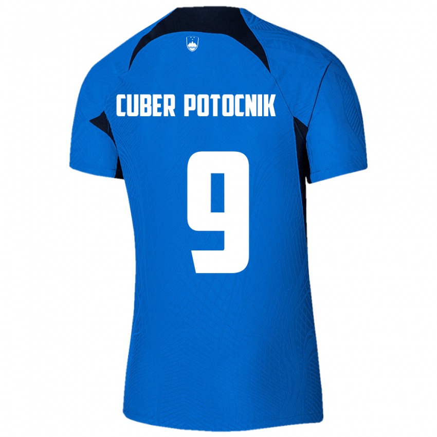 גברים סלובניה Jaka Cuber Potocnik #9 כְּחוֹל הרחק ג'רזי 24-26 חולצה קצרה