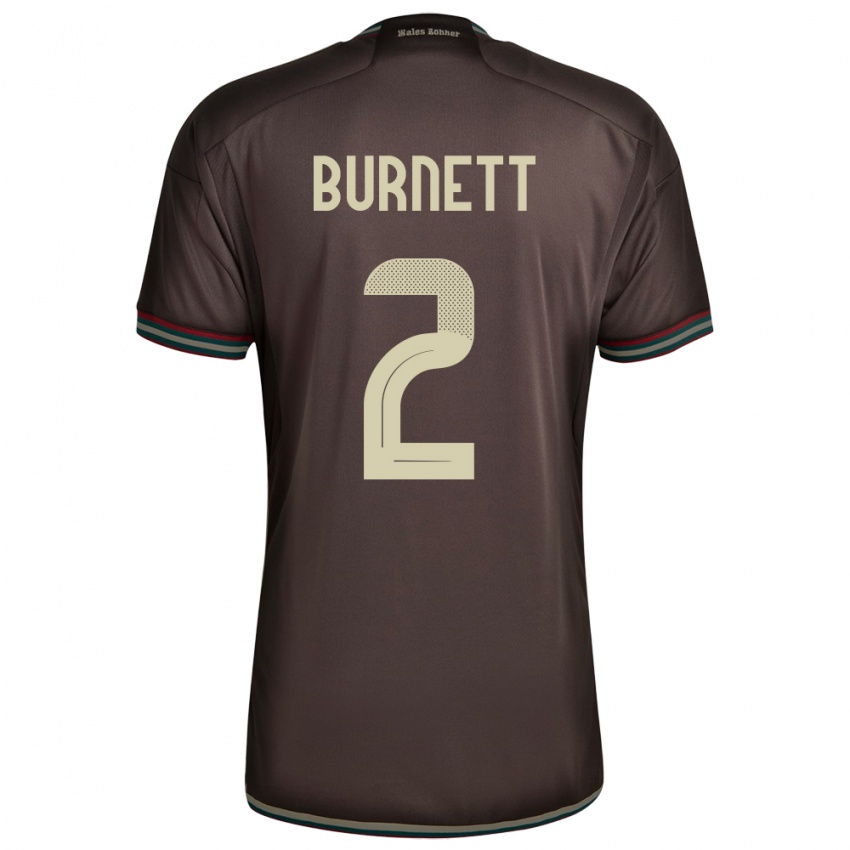 גברים ג'מייקה Theanna Burnett #2 חום לילה הרחק ג'רזי 24-26 חולצה קצרה