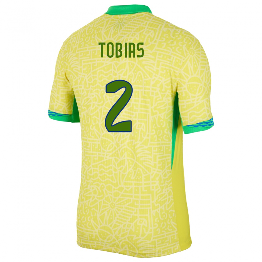 נשים ברזיל ויניסיוס טוביאס #2 צהוב ג'רזי ביתית 24-26 חולצה קצרה