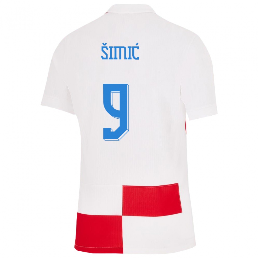 נשים קרואטיה רוקו שימיץ׳ #9 לבן אדום ג'רזי ביתית 24-26 חולצה קצרה