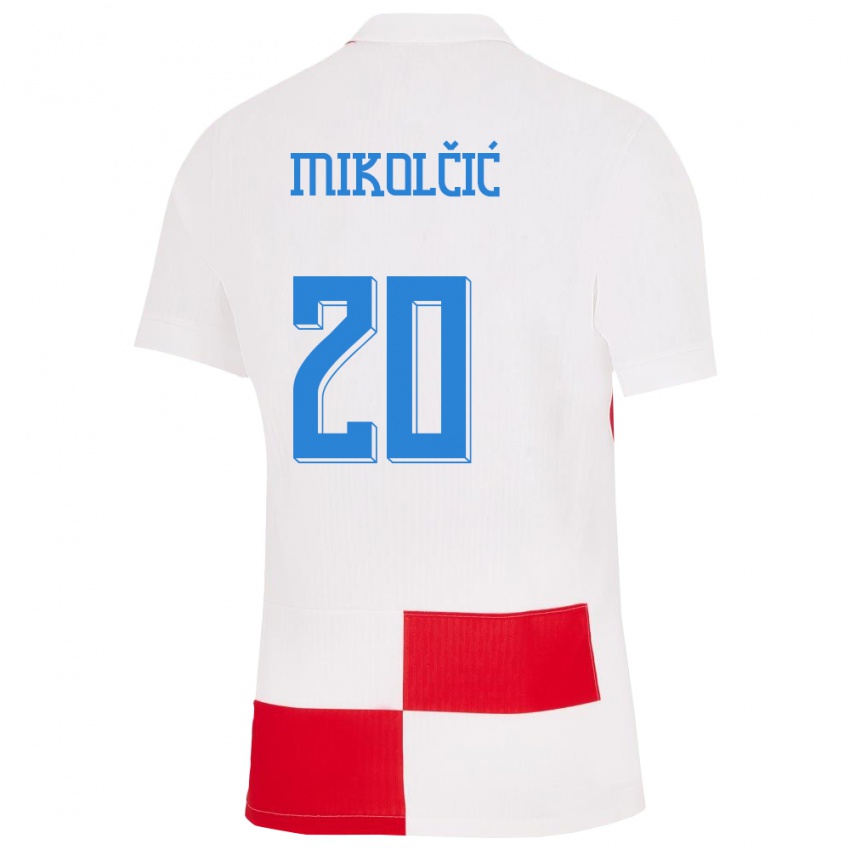 נשים קרואטיה סימון מיקולצ'יץ' #20 לבן אדום ג'רזי ביתית 24-26 חולצה קצרה