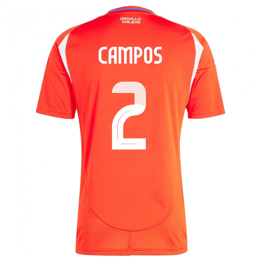 נשים צ'ילה Víctor Campos #2 אָדוֹם ג'רזי ביתית 24-26 חולצה קצרה
