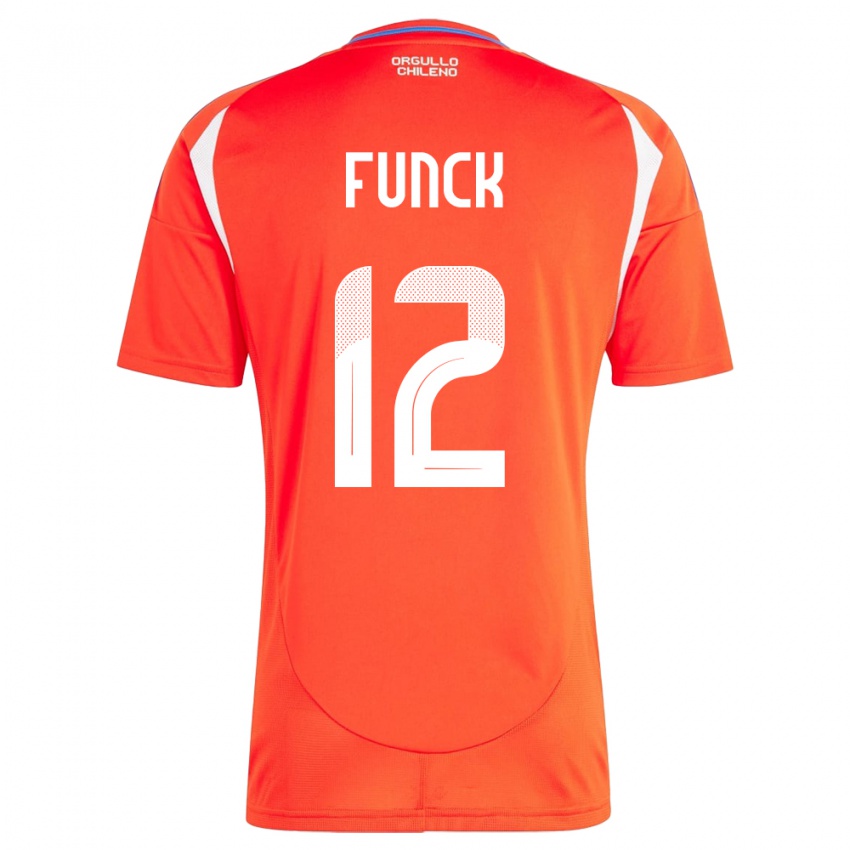 נשים צ'ילה Martina Funck #12 אָדוֹם ג'רזי ביתית 24-26 חולצה קצרה