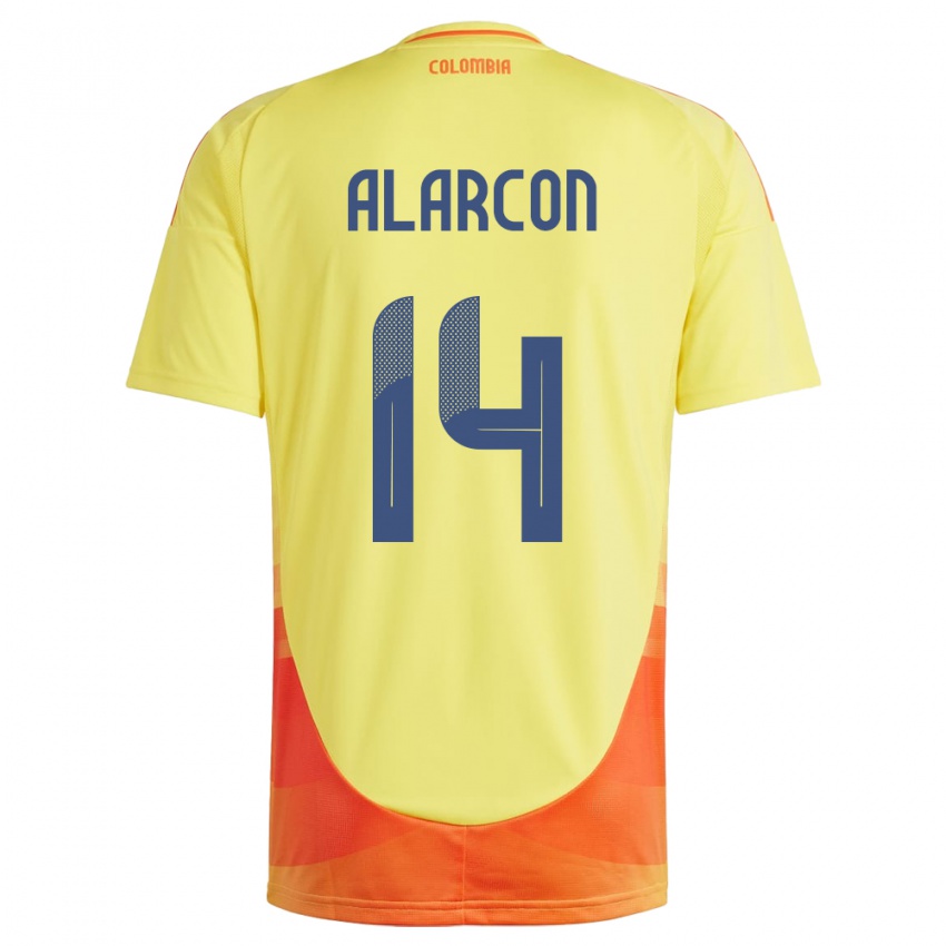 נשים קולומביה Andrés Alarcón #14 צהוב ג'רזי ביתית 24-26 חולצה קצרה