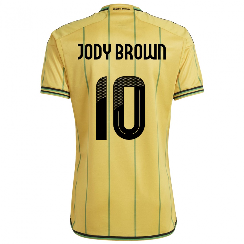 נשים ג'מייקה ג'ודי בראון #10 צהוב ג'רזי ביתית 24-26 חולצה קצרה