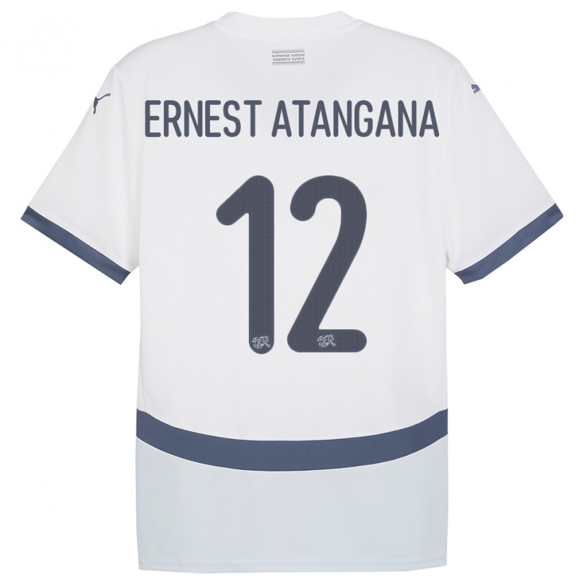 נשים שווייץ בריאן ארנסט אטנגנה #12 לבן הרחק ג'רזי 24-26 חולצה קצרה