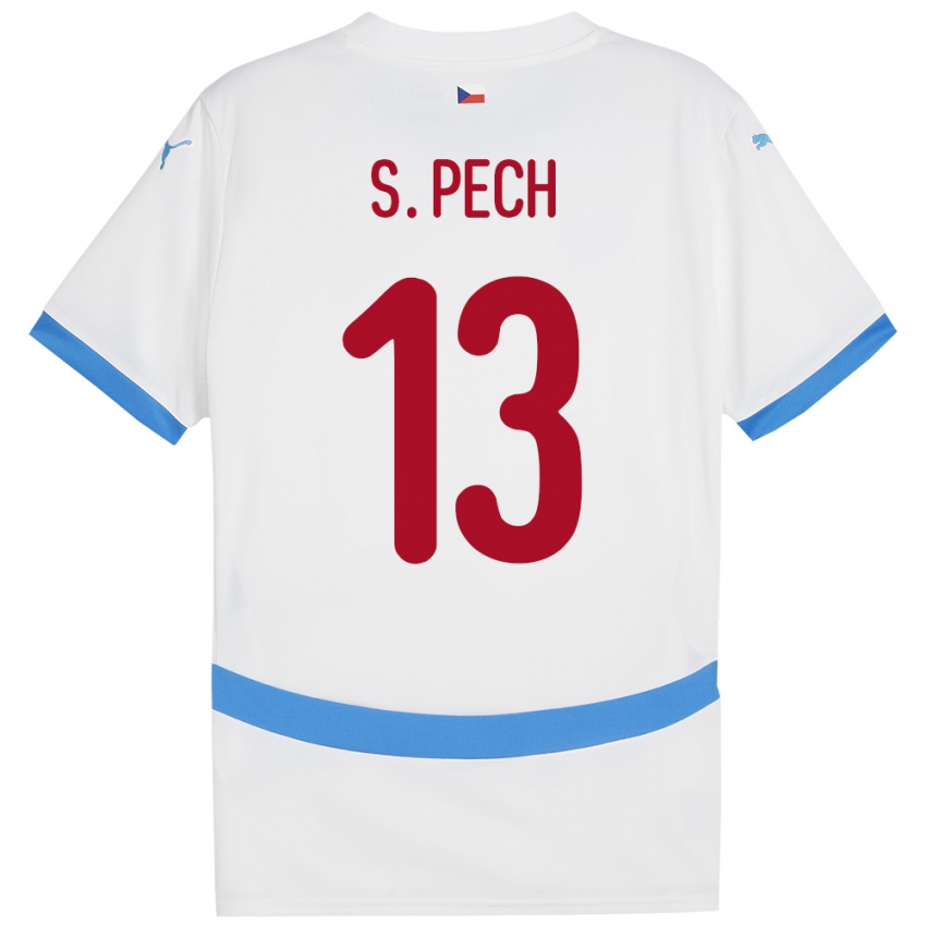 נשים צ'כיה Sebastian Pech #13 לבן הרחק ג'רזי 24-26 חולצה קצרה