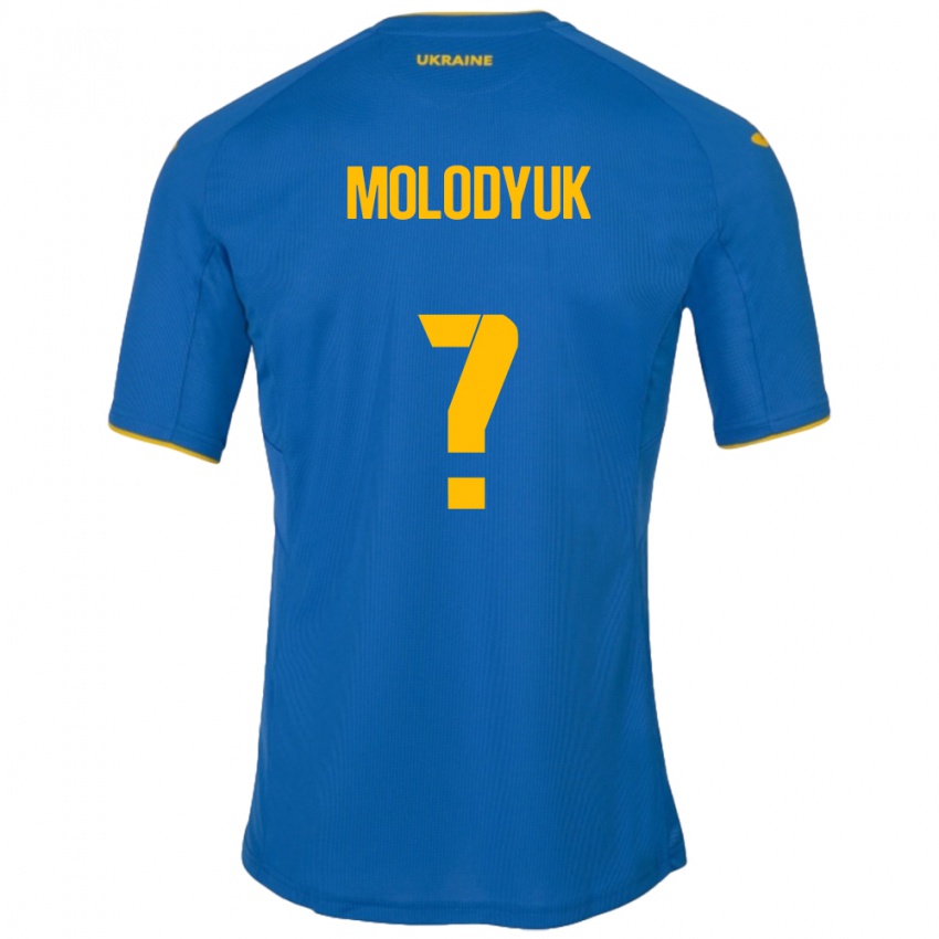 נשים אוקראינה Yelyzaveta Molodyuk #0 כְּחוֹל הרחק ג'רזי 24-26 חולצה קצרה