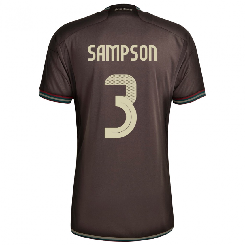 נשים ג'מייקה Vyan Sampson #3 חום לילה הרחק ג'רזי 24-26 חולצה קצרה