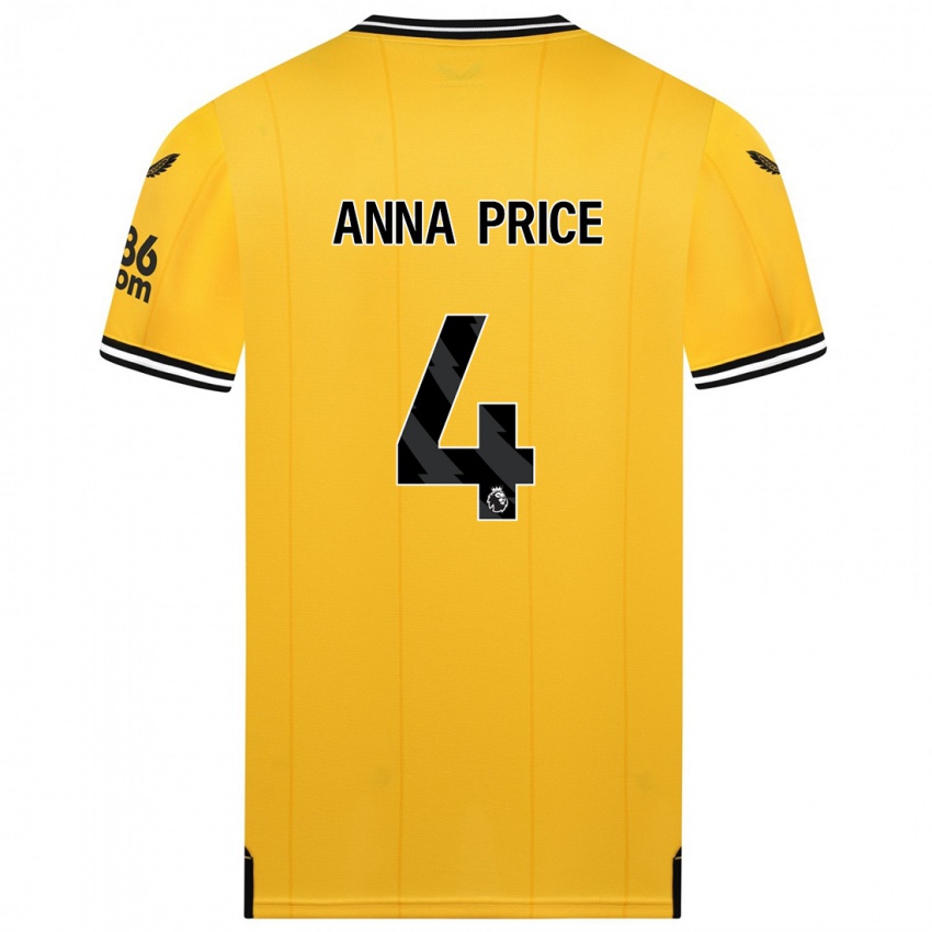 ילדים Anna Price #4 צהוב ג'רזי ביתית 2023/24 חולצה קצרה