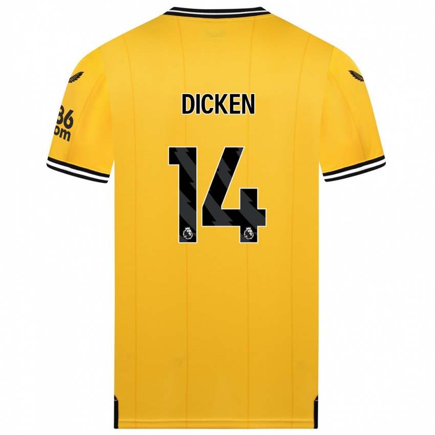 ילדים Amy Dicken #14 צהוב ג'רזי ביתית 2023/24 חולצה קצרה