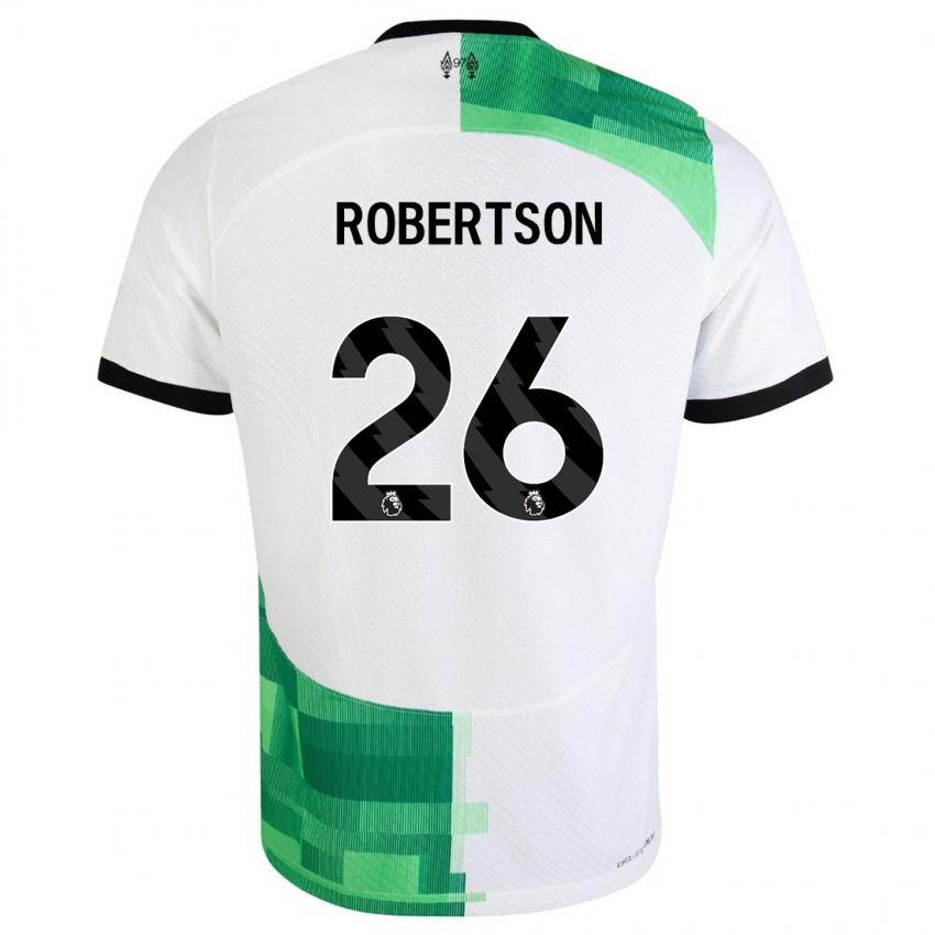ילדים אנדרו רוברטסון #26 לבן ירוק הרחק ג'רזי 2023/24 חולצה קצרה