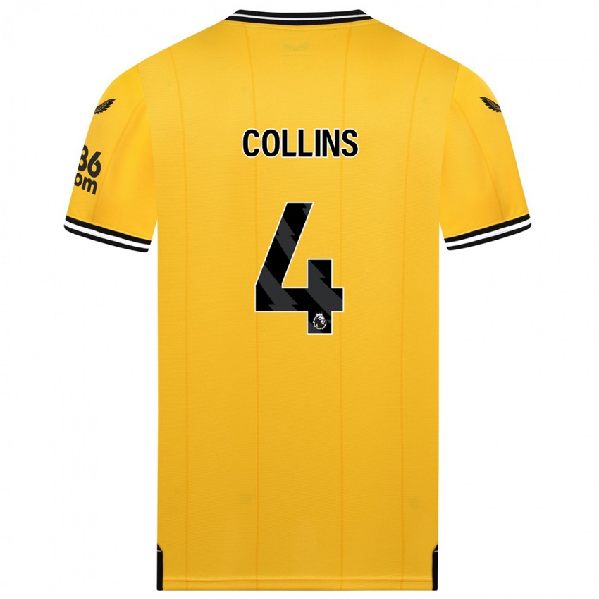 גברים נתן קולינס #4 צהוב ג'רזי ביתית 2023/24 חולצה קצרה