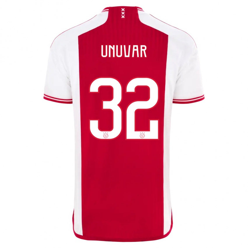 גברים Naci Unuvar #32 אדום לבן ג'רזי ביתית 2023/24 חולצה קצרה