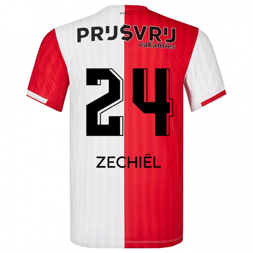 גברים Gjivai Zechiel #24 אדום לבן ג'רזי ביתית 2023/24 חולצה קצרה