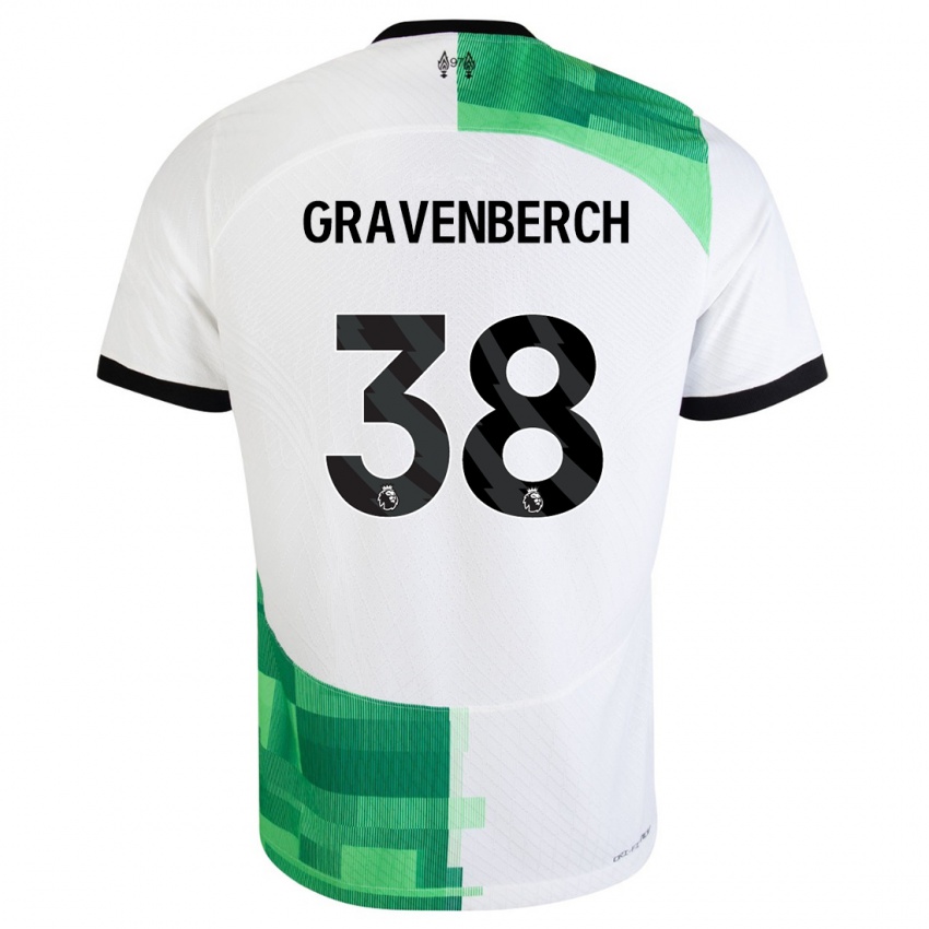 גברים ריאן גראבנברץ' #38 לבן ירוק הרחק ג'רזי 2023/24 חולצה קצרה