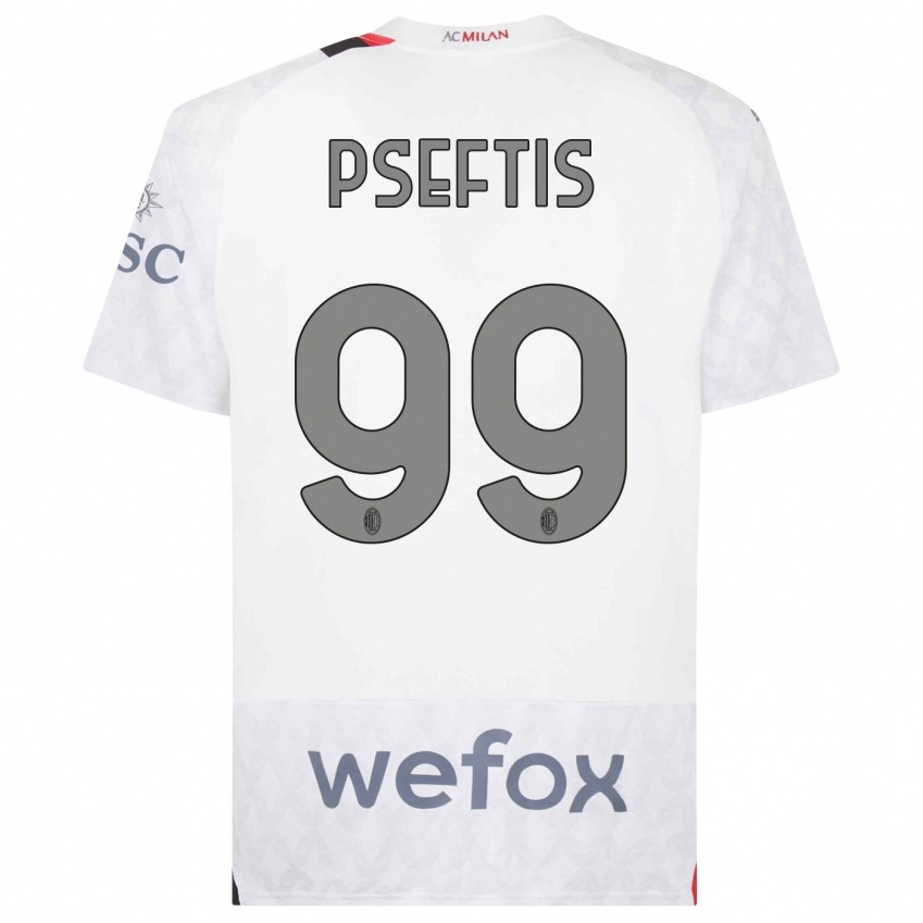 גברים Fotios Pseftis #99 לבן הרחק ג'רזי 2023/24 חולצה קצרה