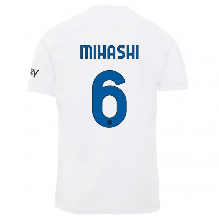 גברים Mana Mihashi #6 לבן הרחק ג'רזי 2023/24 חולצה קצרה