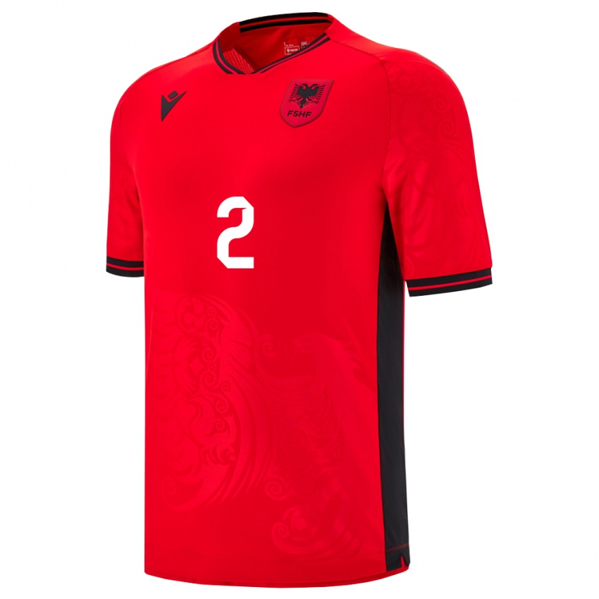 ילדים אלבניה Diar Vokrri #2 שחור אדום ג'רזי ביתית 26-28 חולצה קצרה