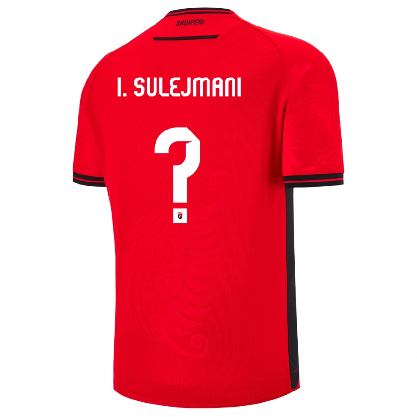 ילדים אלבניה Issa Sulejmani #0 שחור אדום ג'רזי ביתית 26-28 חולצה קצרה