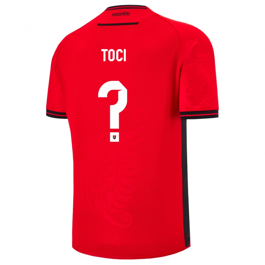 ילדים אלבניה אלג'ון טוצ'י #0 שחור אדום ג'רזי ביתית 26-28 חולצה קצרה