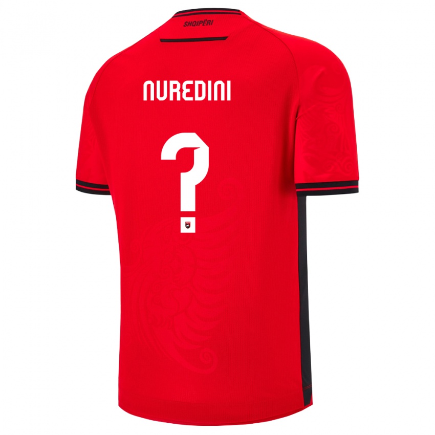 ילדים אלבניה Ardit Nuredini #0 שחור אדום ג'רזי ביתית 26-28 חולצה קצרה