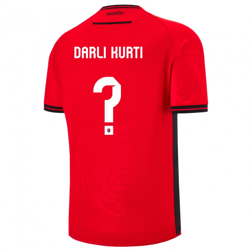 ילדים אלבניה Darli Kurti #0 שחור אדום ג'רזי ביתית 26-28 חולצה קצרה