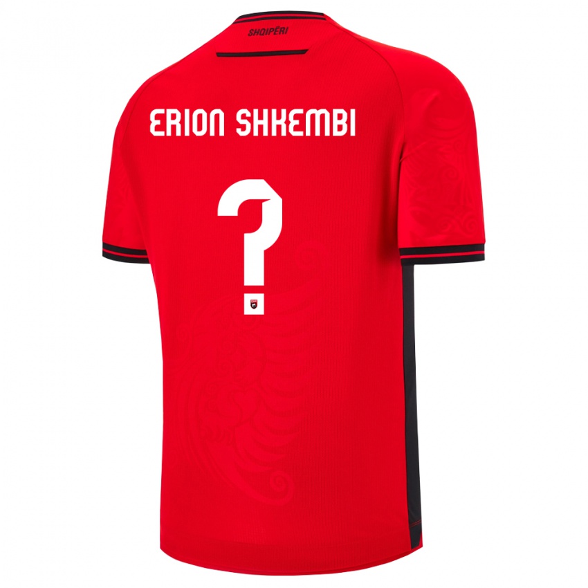 ילדים אלבניה Erion Shkembi #0 שחור אדום ג'רזי ביתית 26-28 חולצה קצרה