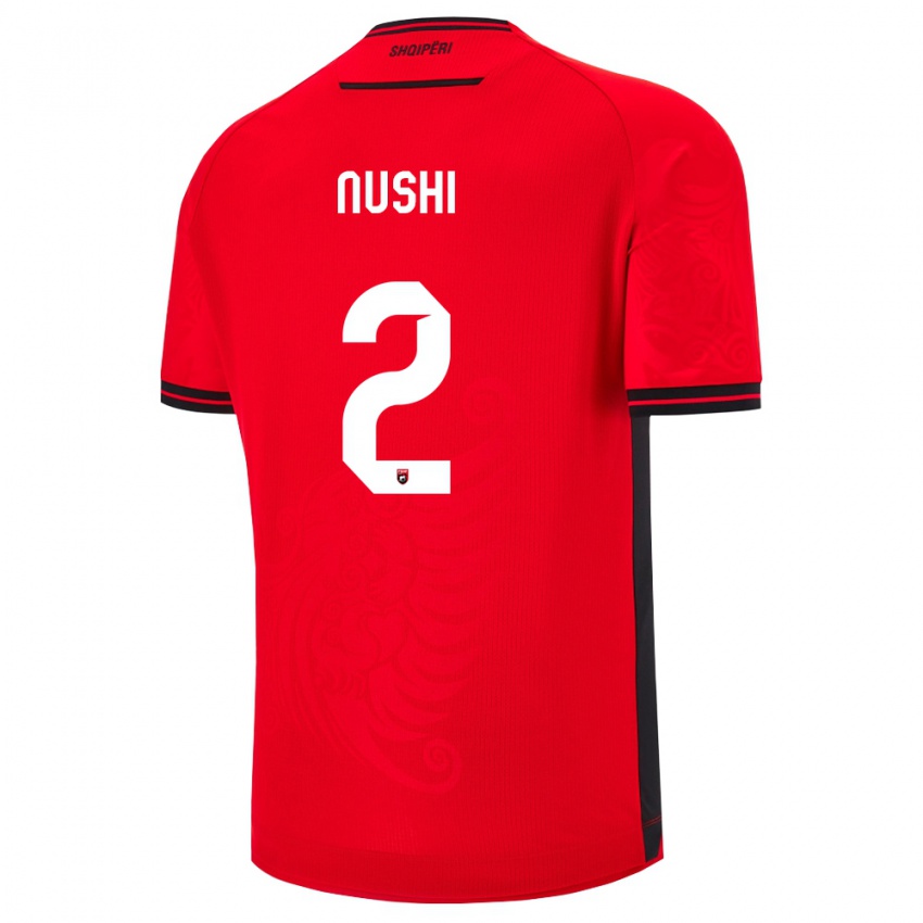 ילדים אלבניה Jonas Nushi #2 שחור אדום ג'רזי ביתית 26-28 חולצה קצרה