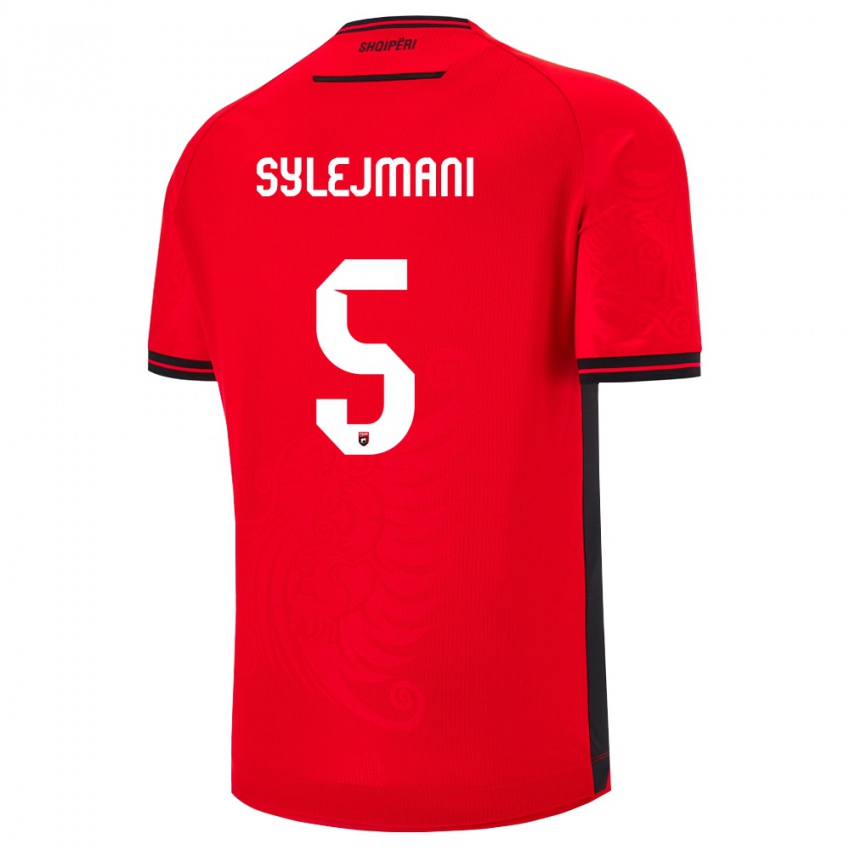 ילדים אלבניה Leon Sylejmani #5 שחור אדום ג'רזי ביתית 26-28 חולצה קצרה