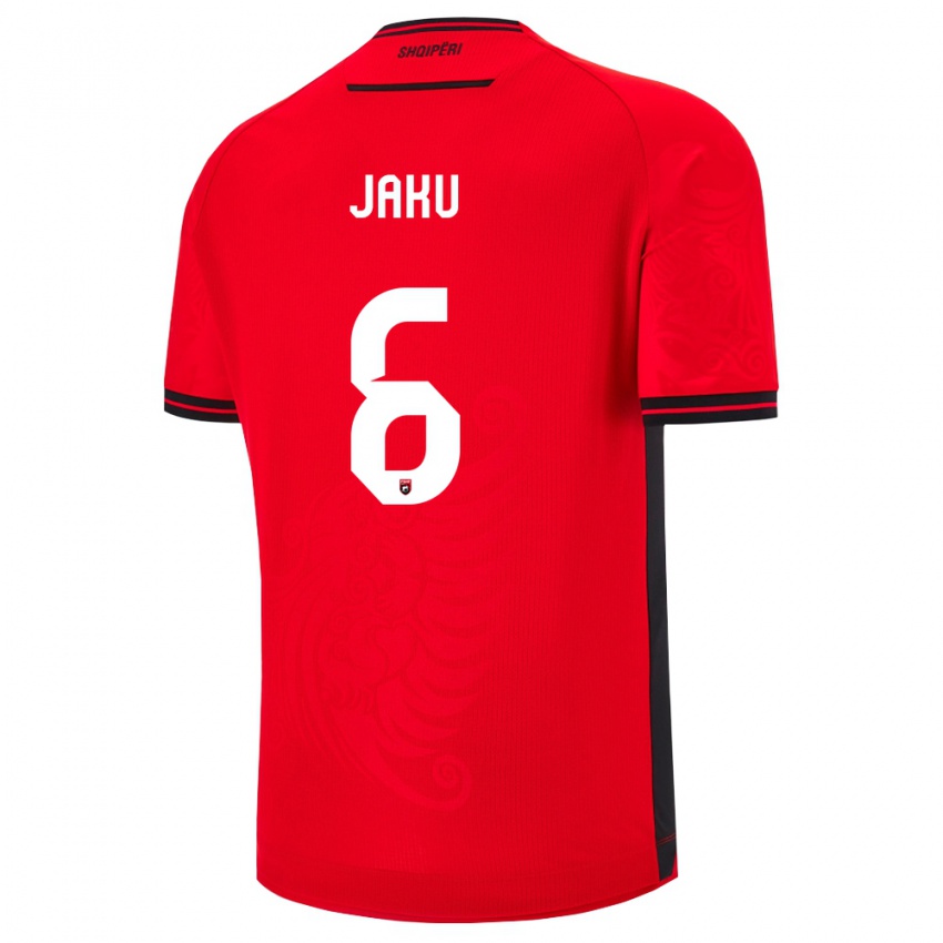 ילדים אלבניה ג׳ורדי ז'אקו #6 שחור אדום ג'רזי ביתית 26-28 חולצה קצרה