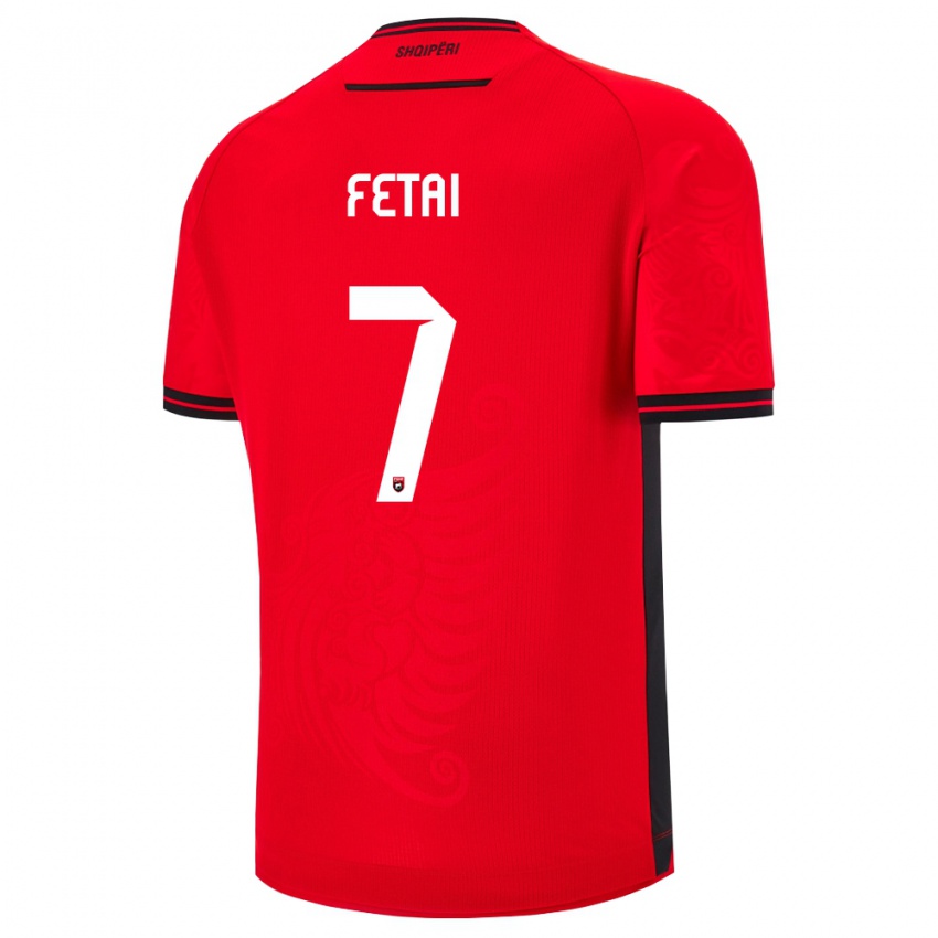 ילדים אלבניה Feta Fetai #7 שחור אדום ג'רזי ביתית 26-28 חולצה קצרה