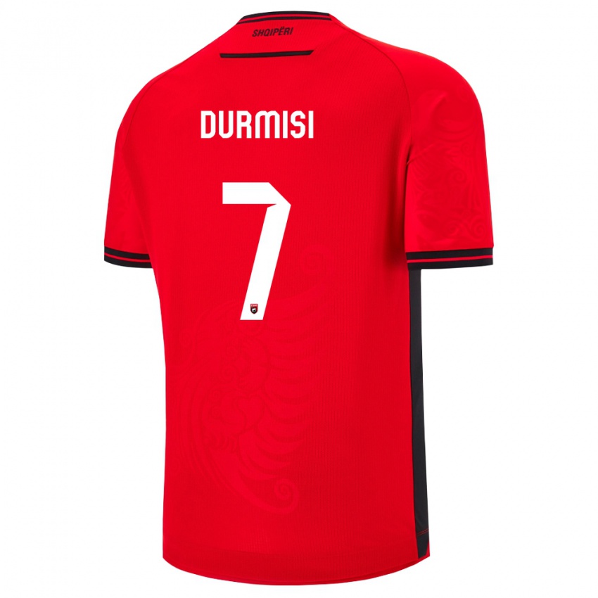 ילדים אלבניה Arman Durmisi #7 שחור אדום ג'רזי ביתית 26-28 חולצה קצרה