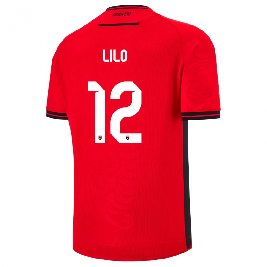 ילדים אלבניה Klidman Lilo #12 שחור אדום ג'רזי ביתית 26-28 חולצה קצרה