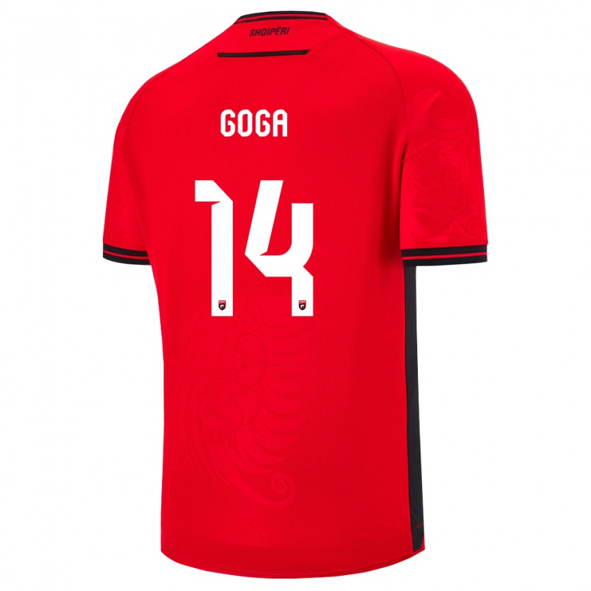 ילדים אלבניה Ergi Goga #14 שחור אדום ג'רזי ביתית 26-28 חולצה קצרה