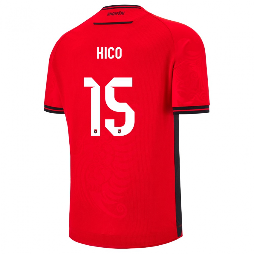 ילדים אלבניה Francesko Kico #15 שחור אדום ג'רזי ביתית 26-28 חולצה קצרה