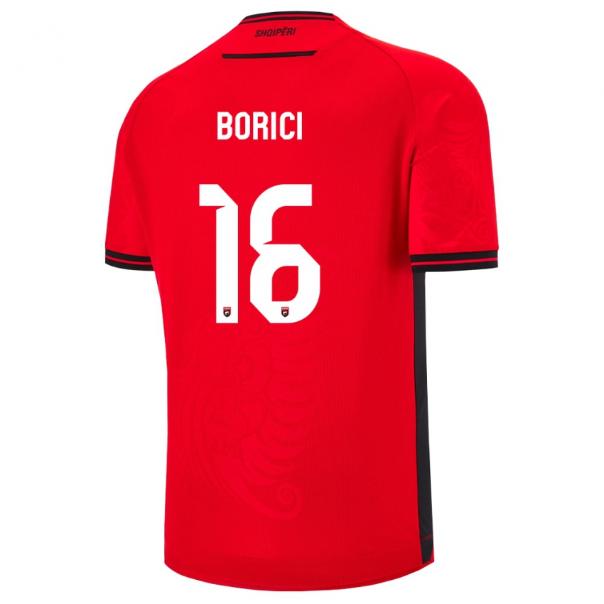 ילדים אלבניה Armir Borici #16 שחור אדום ג'רזי ביתית 26-28 חולצה קצרה