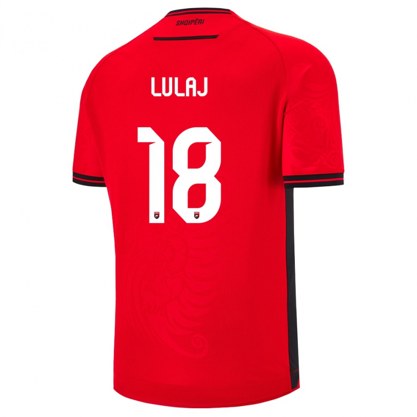ילדים אלבניה Daniele Lulaj #18 שחור אדום ג'רזי ביתית 26-28 חולצה קצרה
