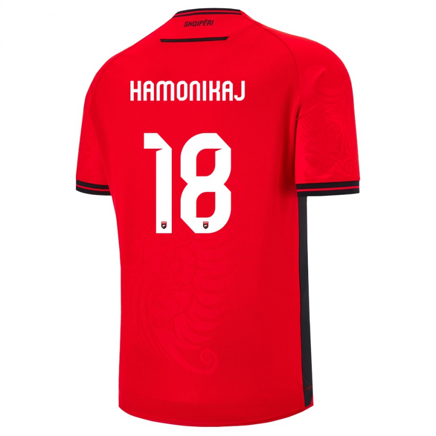 ילדים אלבניה Klea Hamonikaj #18 שחור אדום ג'רזי ביתית 26-28 חולצה קצרה