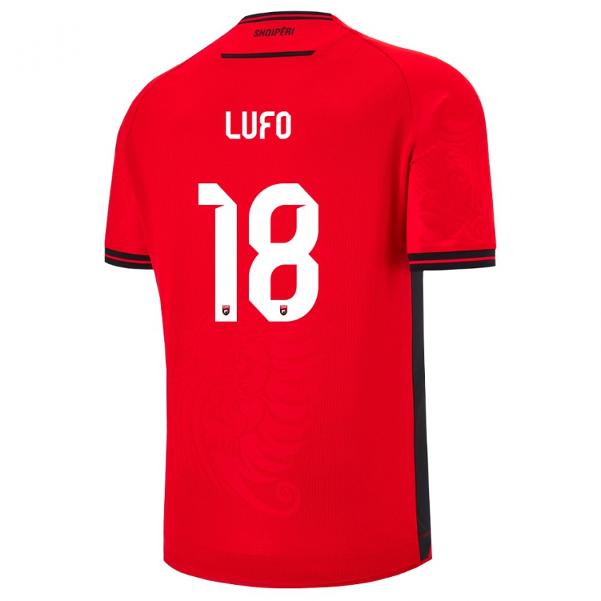 ילדים אלבניה Esi Lufo #18 שחור אדום ג'רזי ביתית 26-28 חולצה קצרה