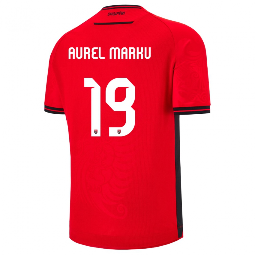 ילדים אלבניה אוורל מרקו #19 שחור אדום ג'רזי ביתית 26-28 חולצה קצרה