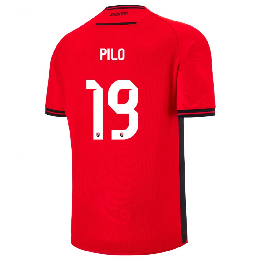 ילדים אלבניה Stavro Pilo #19 שחור אדום ג'רזי ביתית 26-28 חולצה קצרה