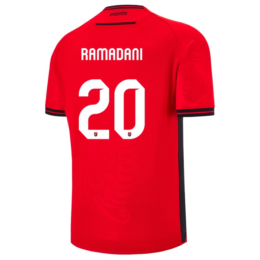 ילדים אלבניה ילבר רמדאני #20 שחור אדום ג'רזי ביתית 26-28 חולצה קצרה
