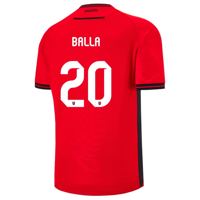 ילדים אלבניה Robin Balla #20 שחור אדום ג'רזי ביתית 26-28 חולצה קצרה