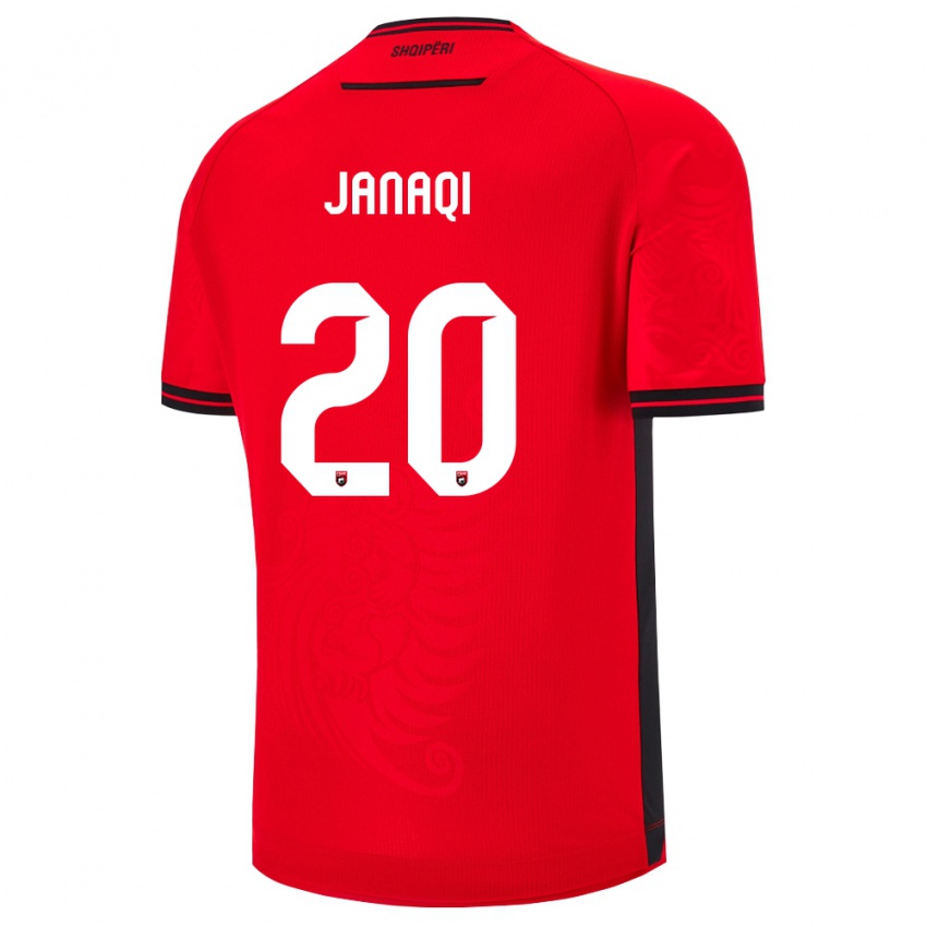 ילדים אלבניה דייוויד יאנאקי #20 שחור אדום ג'רזי ביתית 26-28 חולצה קצרה