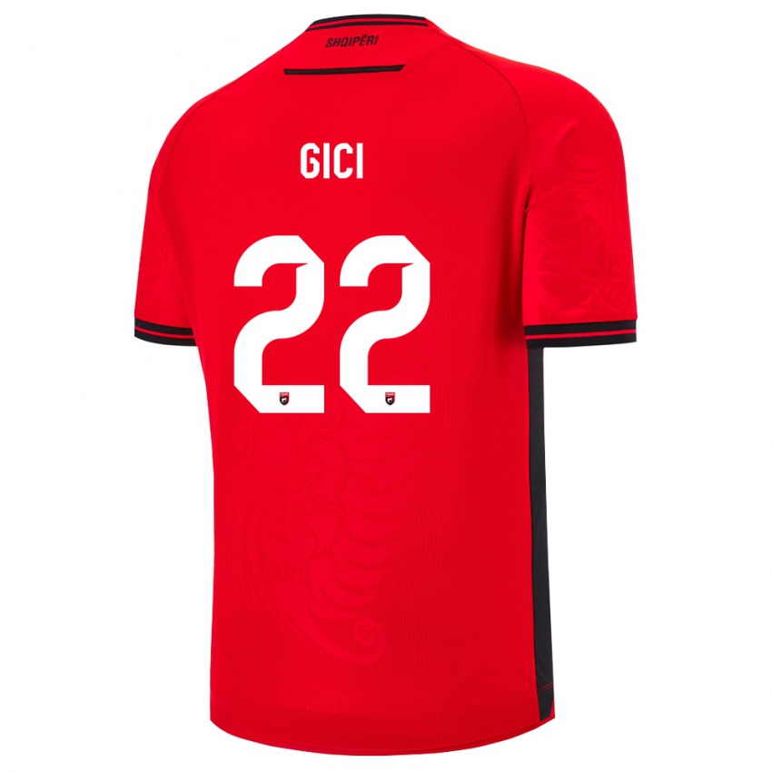 ילדים אלבניה מתיאס גיצי #22 שחור אדום ג'רזי ביתית 26-28 חולצה קצרה