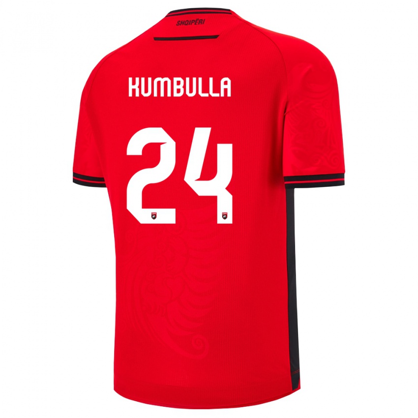 ילדים אלבניה מאראש קומבולה #24 שחור אדום ג'רזי ביתית 26-28 חולצה קצרה